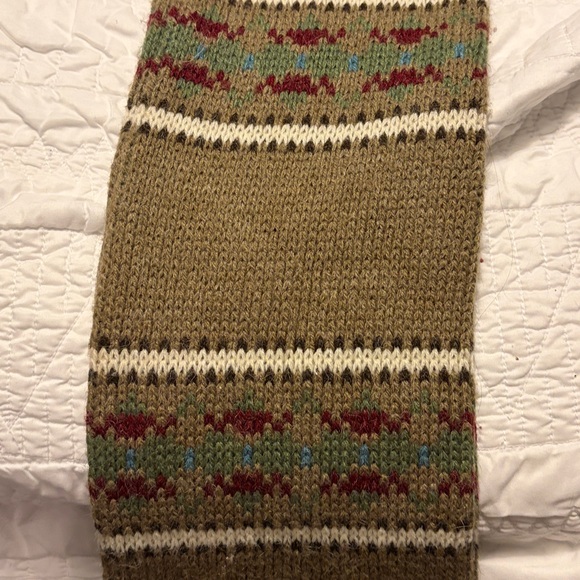 Cozy Tan Knit Scarf with Fringe - Picture 2 of 3